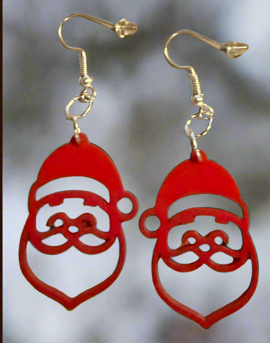 Santa Red Acrylic Christmas Dangle Earrings