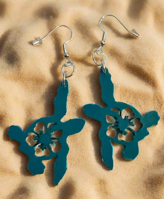 Teal Turtle Dangle Acrylic Earrings