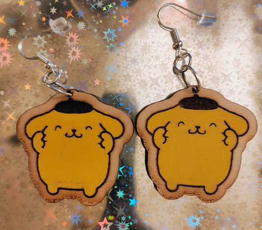 Pompompurin Laser Engraved Hand Painted Earrings