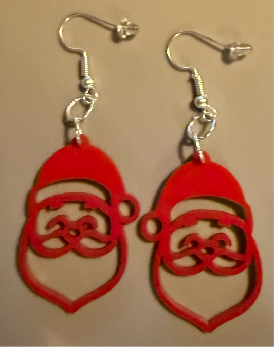 Santa Red Acrylic Christmas Dangle Earrings