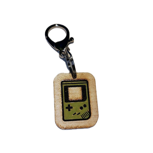 Retro Gameboy Laser Engraved on Wood Keychain