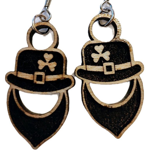 Saint Patrick's Gnome Laser Cut Wood Earrings