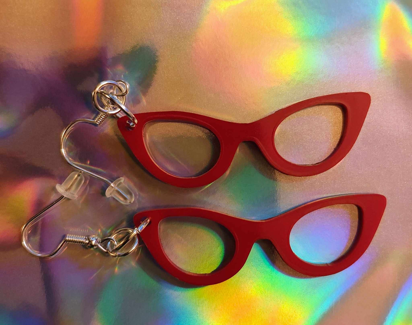 Cute 1930's Vintage Cateye Glasses Earrings