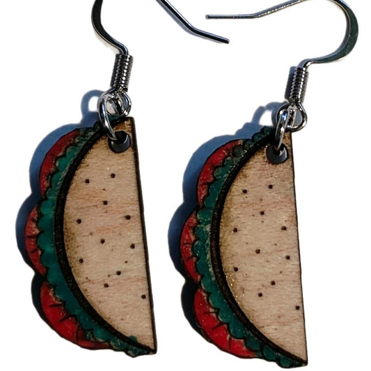 Taco Tuesday Laser Cut Wood Hook Earrings Nickle Free