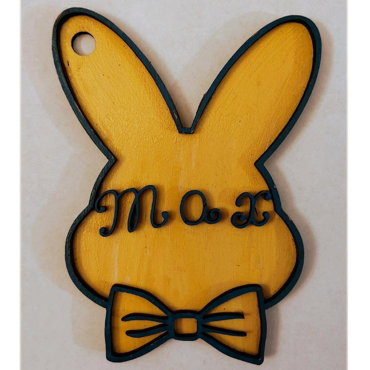 Easter Basket Bunny Name Tag Laser Cut Wood Made To Order